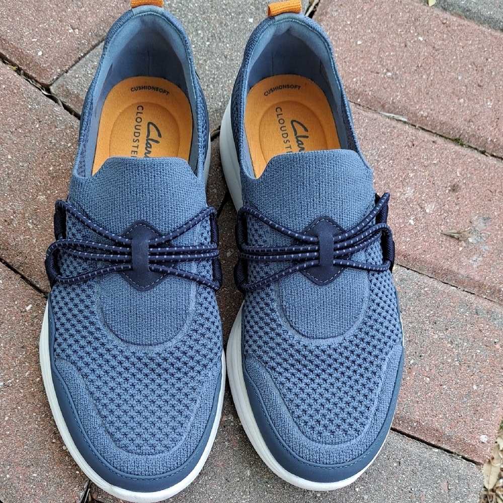 Clarks Blue Boat Shoes with Slip-On Design and Comfort Features
